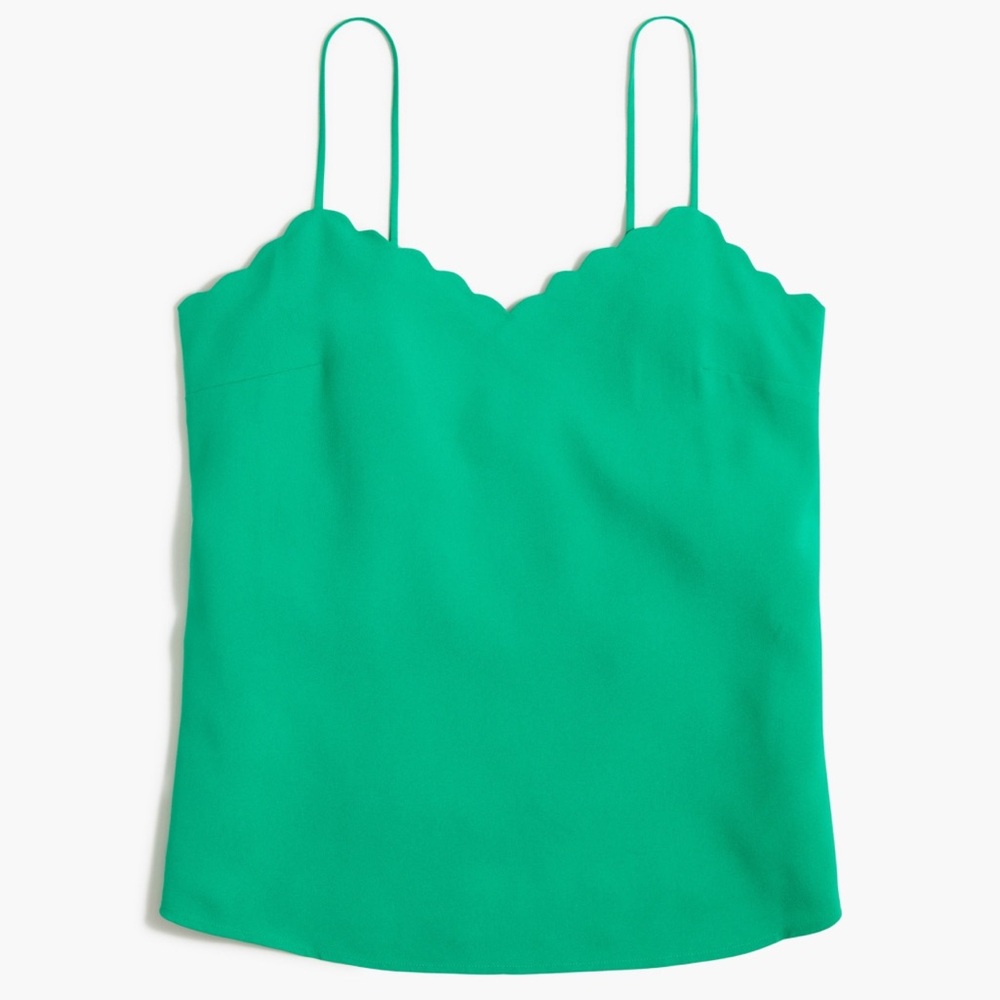 J. Crew Factory Scalloped Green Camisole Top NWT Size 16